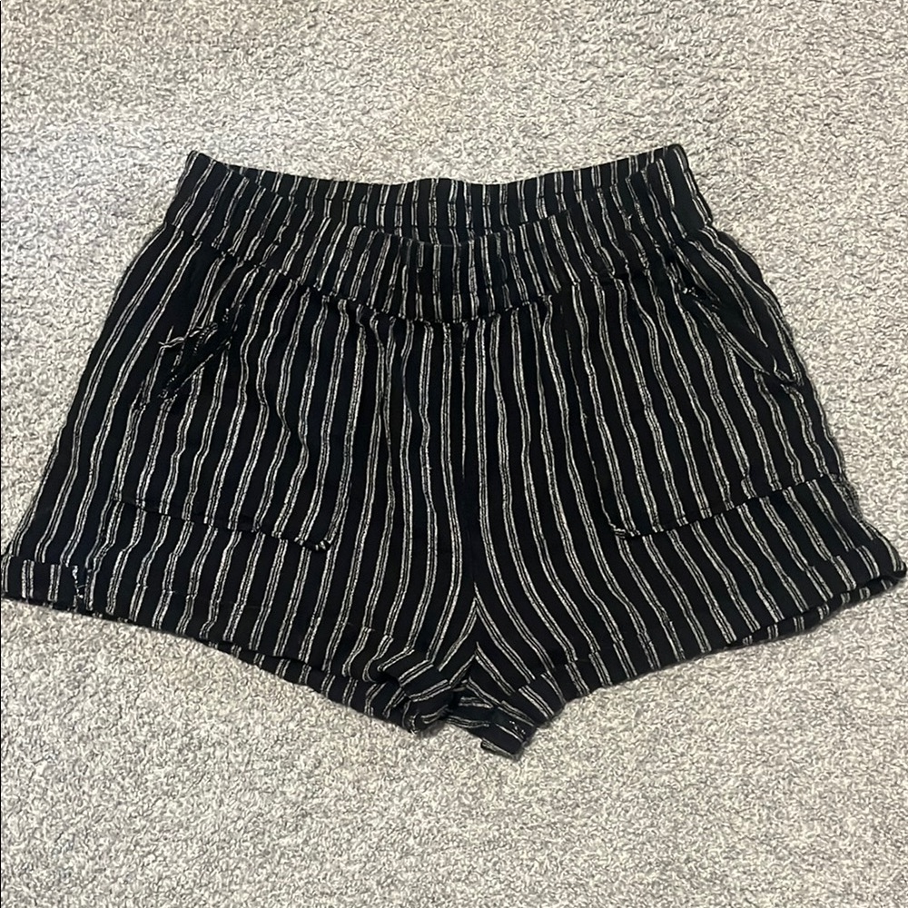 Black and White Striped Shorts